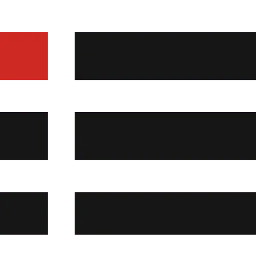 Černé obdélníky vedle červeného čtverce na zeleném pozadí.