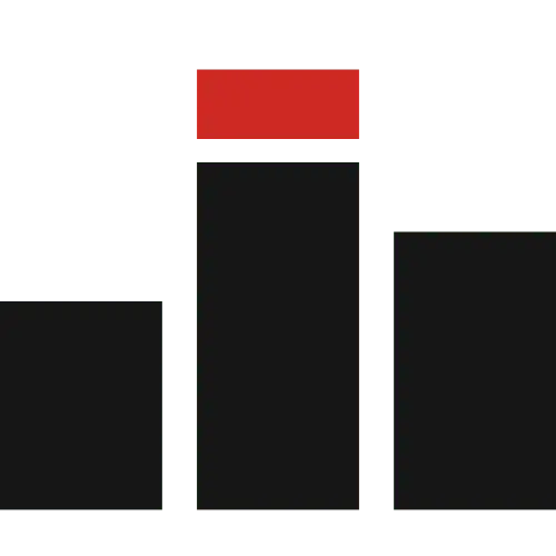 Černý graf se třemi sloupci, prostřední sloupec s červeným vrcholem.