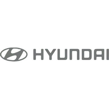 Hyundai logo se stylizovaným písmenem H vedle názvu společnosti.