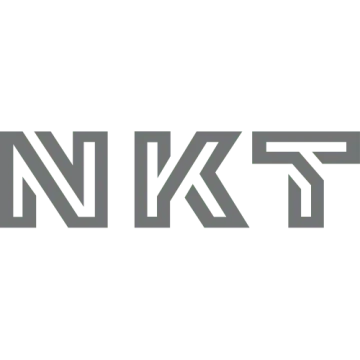 Stylizované šedé logo s písmeny "NKT".